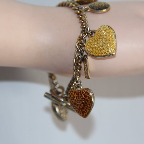 RARE Coach Puffed Heart & Disc Charm Bracelet. Limited Edition - Picture 8 of 15